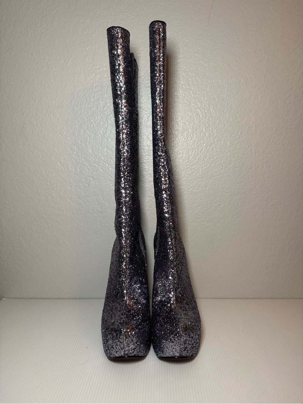 Vintage Luichiny Glitter Hot to Trot Platform Knee-High Boots – Pewter - Picture 3 of 8